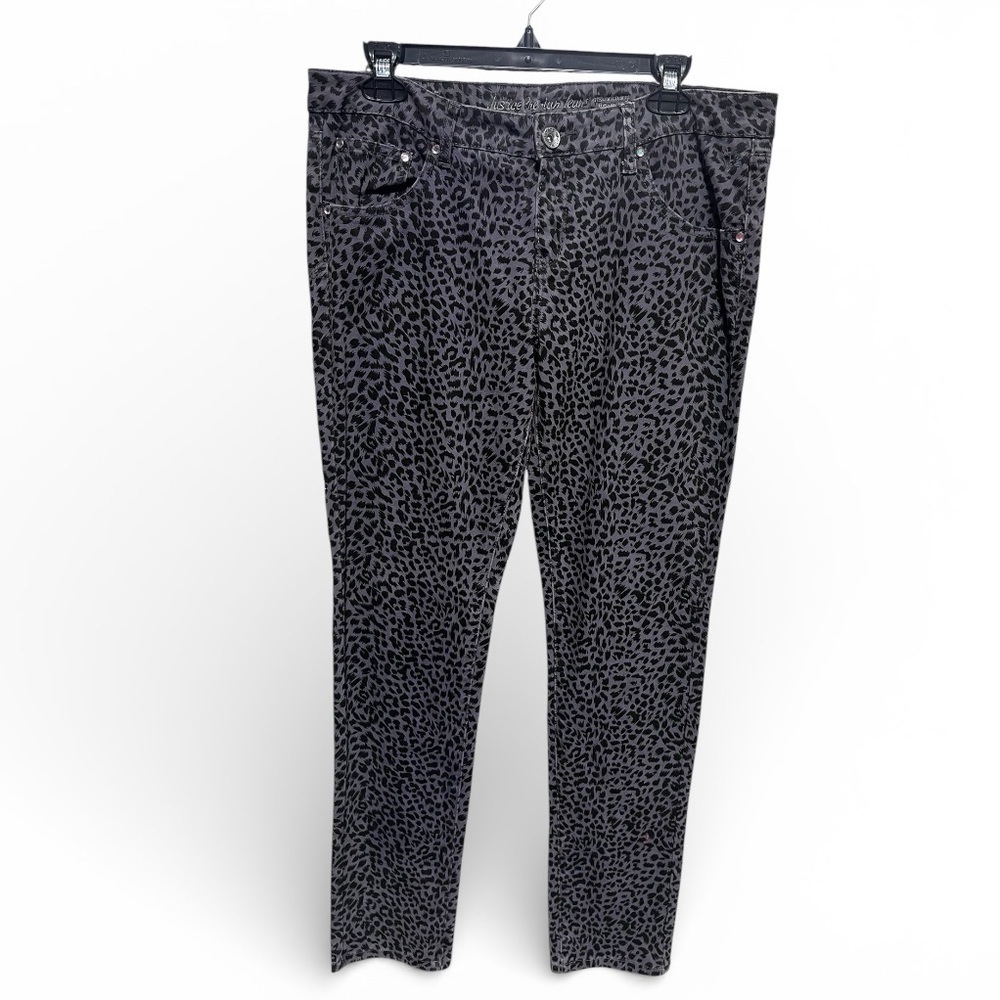 Justice Black and Gray Leopard Print Jeans